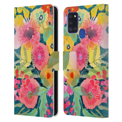 Suzanne Allard Floral Graphics Delightful Leather Book Wallet Case Cover For Samsung Galaxy A21s (2020)