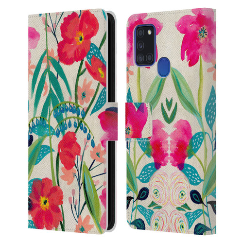 Suzanne Allard Floral Graphics Garden Party Leather Book Wallet Case Cover For Samsung Galaxy A21s (2020)