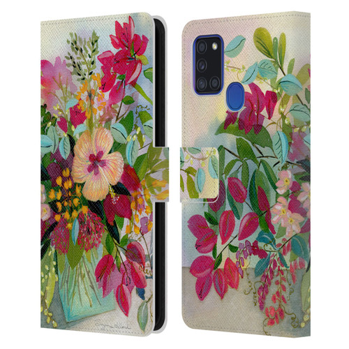 Suzanne Allard Floral Graphics Flamands Leather Book Wallet Case Cover For Samsung Galaxy A21s (2020)