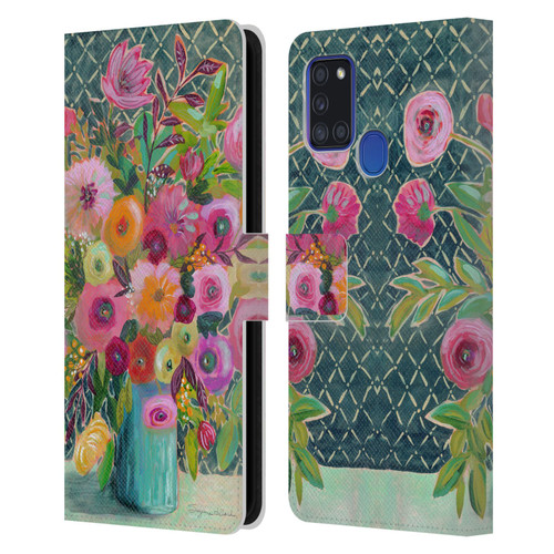 Suzanne Allard Floral Graphics Hope Springs Leather Book Wallet Case Cover For Samsung Galaxy A21s (2020)