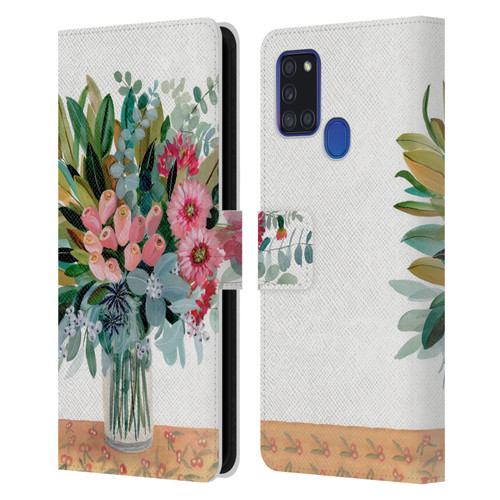 Suzanne Allard Floral Graphics Magnolia Surrender Leather Book Wallet Case Cover For Samsung Galaxy A21s (2020)