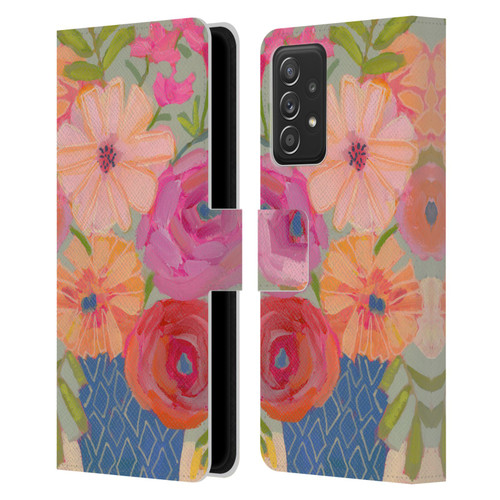 Suzanne Allard Floral Graphics Blue Diamond Leather Book Wallet Case Cover For Samsung Galaxy A52 / A52s / 5G (2021)