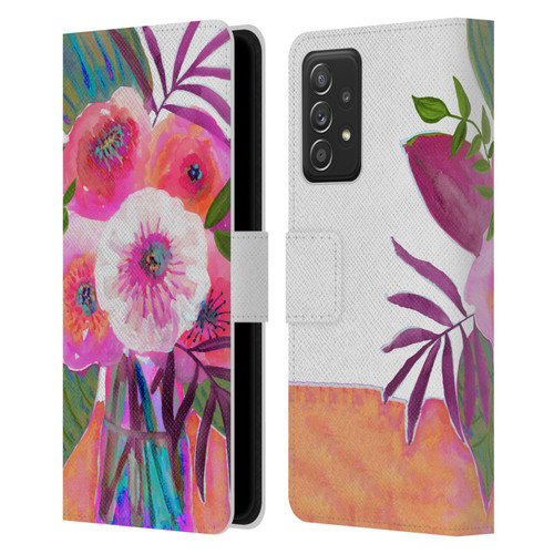 Suzanne Allard Floral Graphics Sunrise Bouquet Purples Leather Book Wallet Case Cover For Samsung Galaxy A52 / A52s / 5G (2021)