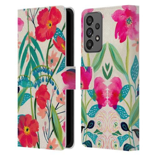 Suzanne Allard Floral Graphics Garden Party Leather Book Wallet Case Cover For Samsung Galaxy A73 5G (2022)