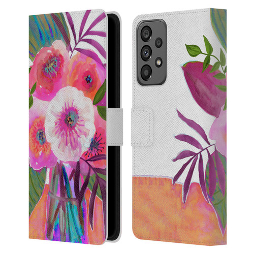 Suzanne Allard Floral Graphics Sunrise Bouquet Purples Leather Book Wallet Case Cover For Samsung Galaxy A73 5G (2022)