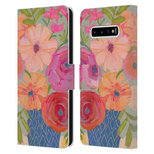 Suzanne Allard Floral Graphics Blue Diamond Leather Book Wallet Case Cover For Samsung Galaxy S10+ / S10 Plus