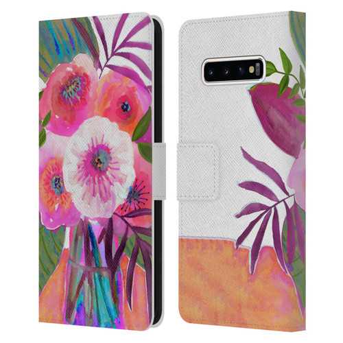 Suzanne Allard Floral Graphics Sunrise Bouquet Purples Leather Book Wallet Case Cover For Samsung Galaxy S10+ / S10 Plus