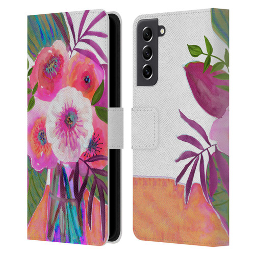 Suzanne Allard Floral Graphics Sunrise Bouquet Purples Leather Book Wallet Case Cover For Samsung Galaxy S21 FE 5G