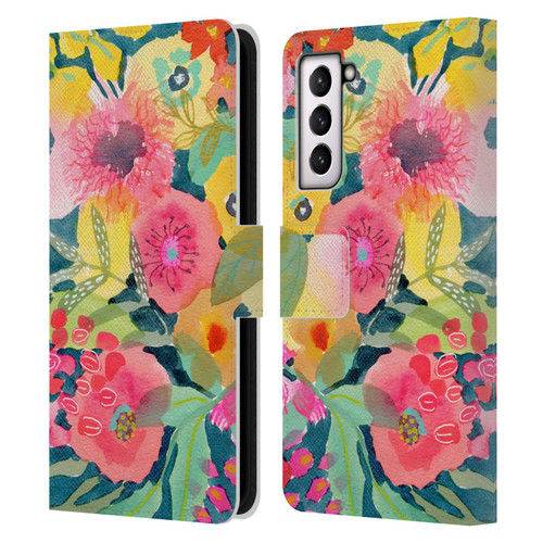 Suzanne Allard Floral Graphics Delightful Leather Book Wallet Case Cover For Samsung Galaxy S21 5G