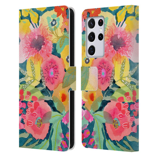 Suzanne Allard Floral Graphics Delightful Leather Book Wallet Case Cover For Samsung Galaxy S21 Ultra 5G