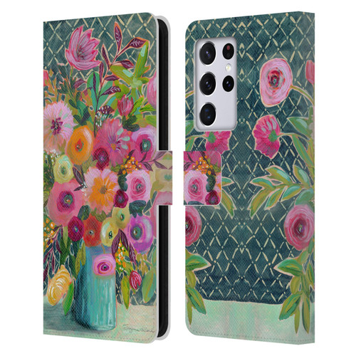 Suzanne Allard Floral Graphics Hope Springs Leather Book Wallet Case Cover For Samsung Galaxy S21 Ultra 5G