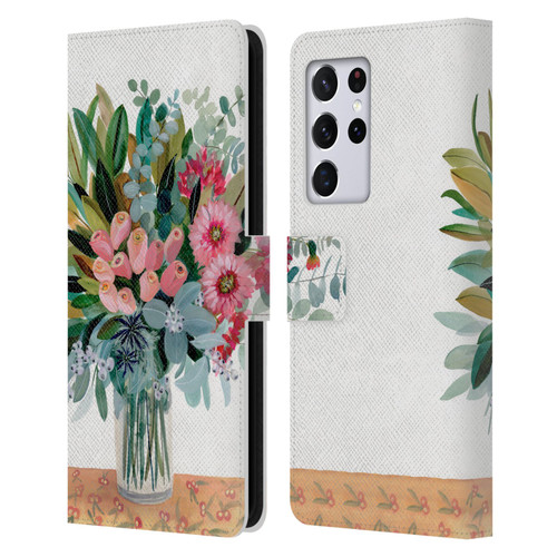 Suzanne Allard Floral Graphics Magnolia Surrender Leather Book Wallet Case Cover For Samsung Galaxy S21 Ultra 5G