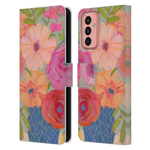 Suzanne Allard Floral Graphics Blue Diamond Leather Book Wallet Case Cover For Samsung Galaxy M13 (2022)