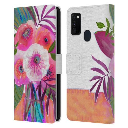 Suzanne Allard Floral Graphics Sunrise Bouquet Purples Leather Book Wallet Case Cover For Samsung Galaxy M30s (2019)/M21 (2020)