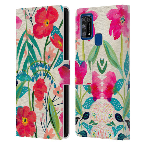 Suzanne Allard Floral Graphics Garden Party Leather Book Wallet Case Cover For Samsung Galaxy M31 (2020)