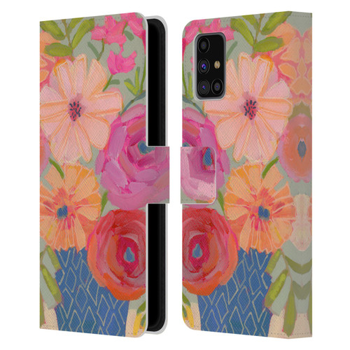 Suzanne Allard Floral Graphics Blue Diamond Leather Book Wallet Case Cover For Samsung Galaxy M31s (2020)