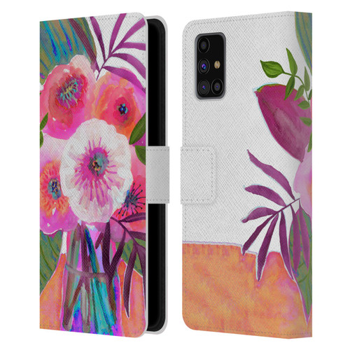 Suzanne Allard Floral Graphics Sunrise Bouquet Purples Leather Book Wallet Case Cover For Samsung Galaxy M31s (2020)