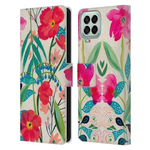 Suzanne Allard Floral Graphics Garden Party Leather Book Wallet Case Cover For Samsung Galaxy M33 (2022)