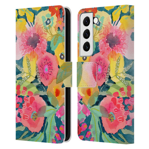 Suzanne Allard Floral Graphics Delightful Leather Book Wallet Case Cover For Samsung Galaxy S22 5G