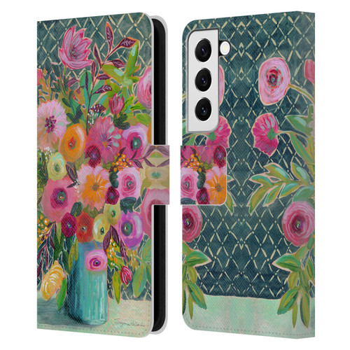 Suzanne Allard Floral Graphics Hope Springs Leather Book Wallet Case Cover For Samsung Galaxy S22 5G