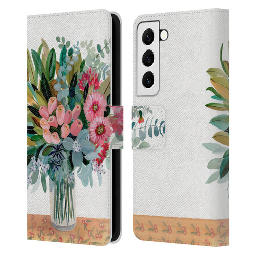 Suzanne Allard Floral Graphics Magnolia Surrender Leather Book Wallet Case Cover For Samsung Galaxy S22 5G