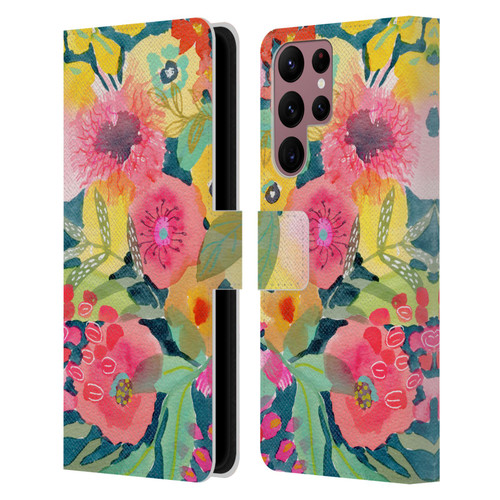 Suzanne Allard Floral Graphics Delightful Leather Book Wallet Case Cover For Samsung Galaxy S22 Ultra 5G