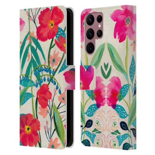 Suzanne Allard Floral Graphics Garden Party Leather Book Wallet Case Cover For Samsung Galaxy S22 Ultra 5G