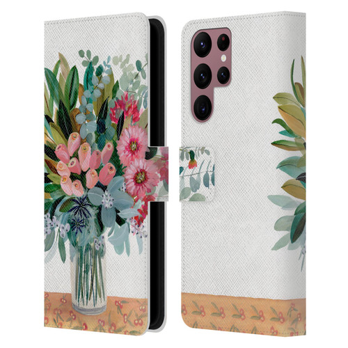 Suzanne Allard Floral Graphics Magnolia Surrender Leather Book Wallet Case Cover For Samsung Galaxy S22 Ultra 5G