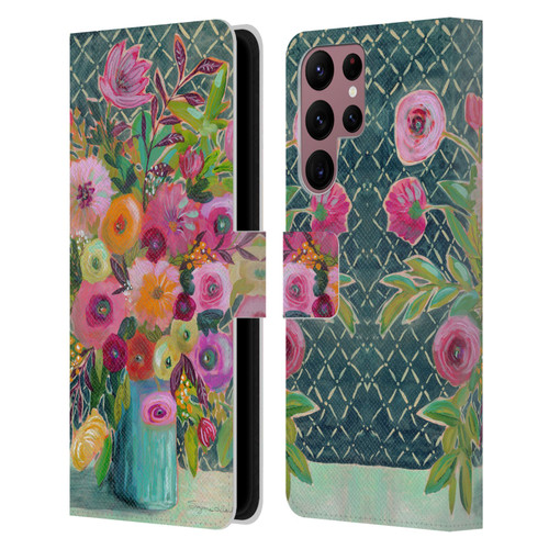 Suzanne Allard Floral Graphics Hope Springs Leather Book Wallet Case Cover For Samsung Galaxy S22 Ultra 5G