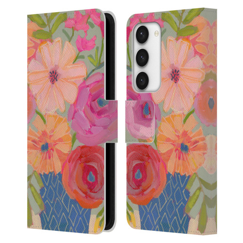 Suzanne Allard Floral Graphics Blue Diamond Leather Book Wallet Case Cover For Samsung Galaxy S23 5G