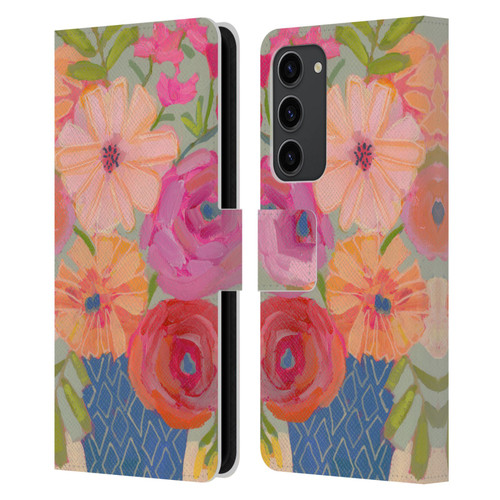 Suzanne Allard Floral Graphics Blue Diamond Leather Book Wallet Case Cover For Samsung Galaxy S23+ 5G