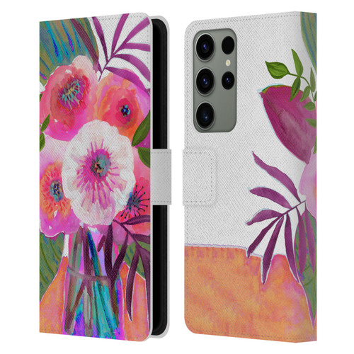 Suzanne Allard Floral Graphics Sunrise Bouquet Purples Leather Book Wallet Case Cover For Samsung Galaxy S23 Ultra 5G