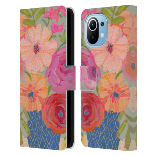 Suzanne Allard Floral Graphics Blue Diamond Leather Book Wallet Case Cover For Xiaomi Mi 11