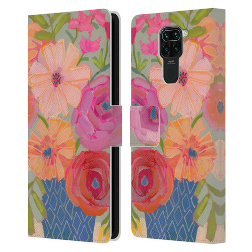 Suzanne Allard Floral Graphics Blue Diamond Leather Book Wallet Case Cover For Xiaomi Redmi Note 9 / Redmi 10X 4G