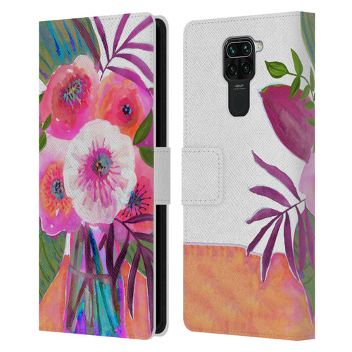 Suzanne Allard Floral Graphics Sunrise Bouquet Purples Leather Book Wallet Case Cover For Xiaomi Redmi Note 9 / Redmi 10X 4G