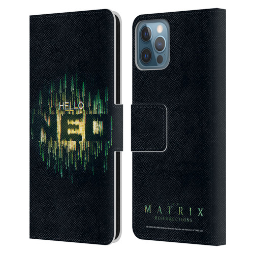The Matrix Resurrections Key Art Hello Neo Leather Book Wallet Case Cover For Apple iPhone 12 / iPhone 12 Pro