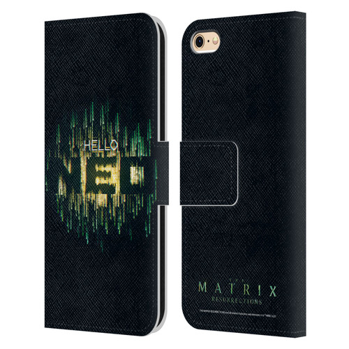 The Matrix Resurrections Key Art Hello Neo Leather Book Wallet Case Cover For Apple iPhone 6 / iPhone 6s