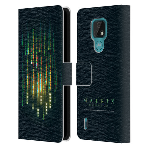 The Matrix Resurrections Key Art This Is Not The Real World Leather Book Wallet Case Cover For Motorola Moto E7
