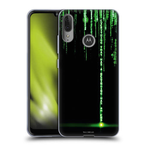 The Matrix Revolutions Key Art Everything That Has Beginning Soft Gel Case for Motorola Moto E6 Plus