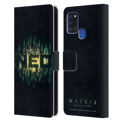 The Matrix Resurrections Key Art Hello Neo Leather Book Wallet Case Cover For Samsung Galaxy A21s (2020)