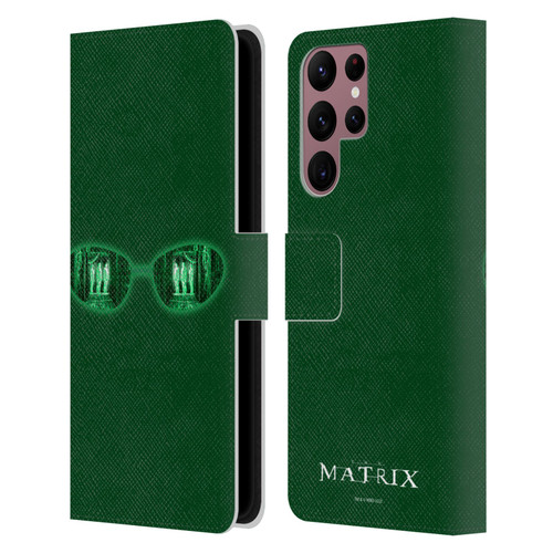 The Matrix Key Art Glass Leather Book Wallet Case Cover For Samsung Galaxy S22 Ultra 5G