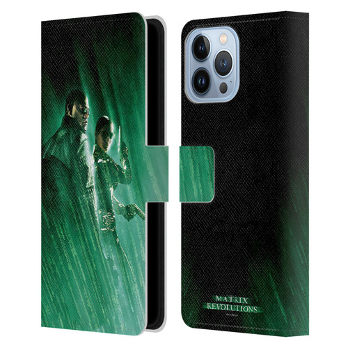 The Matrix Revolutions Key Art Morpheus Trinity Leather Book Wallet Case Cover For Apple iPhone 13 Pro Max