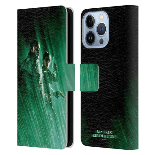 The Matrix Revolutions Key Art Morpheus Trinity Leather Book Wallet Case Cover For Apple iPhone 13 Pro