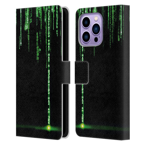 The Matrix Revolutions Key Art Everything That Has Beginning Leather Book Wallet Case Cover For Apple iPhone 14 Pro Max