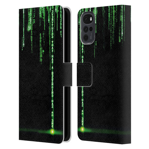 The Matrix Revolutions Key Art Everything That Has Beginning Leather Book Wallet Case Cover For Motorola Moto G22