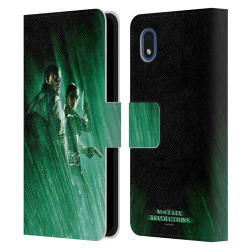The Matrix Revolutions Key Art Morpheus Trinity Leather Book Wallet Case Cover For Samsung Galaxy A01 Core (2020)