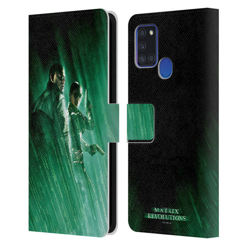 The Matrix Revolutions Key Art Morpheus Trinity Leather Book Wallet Case Cover For Samsung Galaxy A21s (2020)