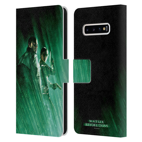The Matrix Revolutions Key Art Morpheus Trinity Leather Book Wallet Case Cover For Samsung Galaxy S10+ / S10 Plus