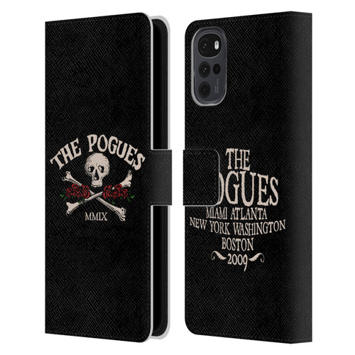 The Pogues Graphics Skull Leather Book Wallet Case Cover For Motorola Moto G22