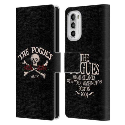 The Pogues Graphics Skull Leather Book Wallet Case Cover For Motorola Moto G52